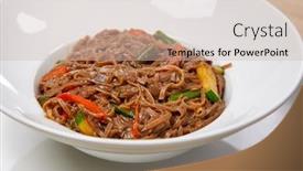  Presentation with noodle - Theme with noodle-with-vegetables background and a soft green colored foreground