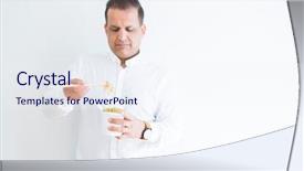  Presentation with asian nurse helps a man - Presentation design featuring noodles from take away carton background and a  colored foreground