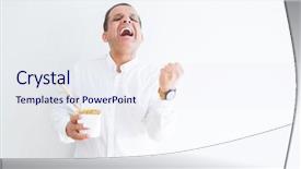  Presentation with eating - Beautiful presentation design featuring noodles from take away carton backdrop and a sky blue colored foreground