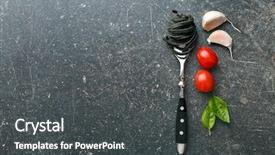  Presentation with garlic - Amazing presentation design having noodles garlic tomatoes and basil leaves on old kitchen table backdrop and a dark gray colored foreground