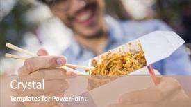  Presentation with take - Colorful theme enhanced with noodles in a take away backdrop and a coral colored foreground
