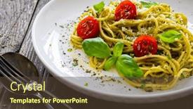  Presentation with noodles - Theme featuring noodles-with-basil-pesto-parmesan background and a tawny brown colored foreground