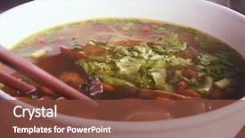  Presentation with noodles chinese food dark - Presentation theme featuring noodles with clear soup traditional background and a  colored foreground