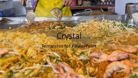  Presentation with noodles thai food pad thai - PPT theme featuring noodles with in padthai style background and a gold colored foreground