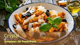  Presentation with noodles - PPT layouts consisting of noodles-with-pesto-parmesan-cheese background and a tawny brown colored foreground