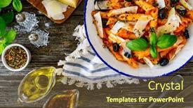  Presentation with noodles - PPT theme consisting of noodles-with-pesto-parmesan-cheese background and a tawny brown colored foreground