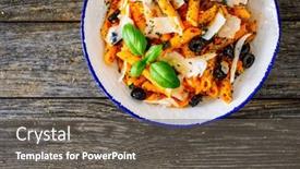  Presentation with noodles - Presentation having noodles-with-pesto-parmesan-cheese background and a gray colored foreground