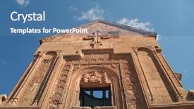  Presentation with armenia - Theme featuring noravank monastery in armenia background and a teal colored foreground