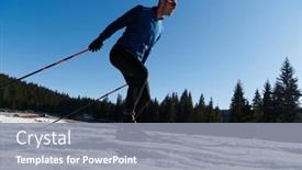  Presentation with skiing - Theme having nordic-skiing-or-cross-country background and a gray colored foreground