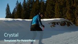  Presentation with skiing - Presentation design with nordic-skiing-or-cross-country background and a ocean colored foreground