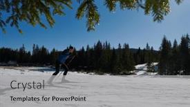  Presentation with skiing - Presentation design enhanced with nordic-skiing-or-cross-country background and a light gray colored foreground