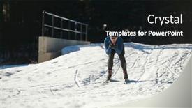  Presentation with skiing - PPT theme featuring nordic-skiing-or-cross-country background and a wine colored foreground