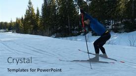  Presentation with skiing - Presentation theme having nordic-skiing-or-cross-country background and a  colored foreground