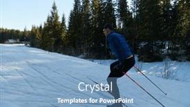  Presentation with skiing - Presentation design having nordic-skiing-or-cross-country background and a teal colored foreground