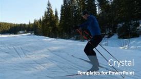  Presentation with skiing - Presentation featuring nordic-skiing-or-cross-country background and a teal colored foreground