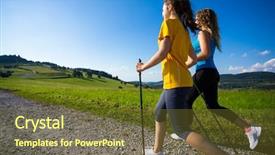  Presentation with walking nordic - PPT theme enhanced with nordic walking - active people outdoor background and a tawny brown colored foreground