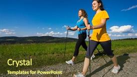 Presentation with walking nordic - Slides enhanced with nordic walking - active people outdoor background and a  colored foreground