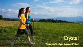  Presentation with walking nordic - PPT theme with nordic walking - active people outdoor background and a  colored foreground