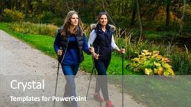  Presentation with elderly people walking difficulties - Cool new slides with nordic walking - active people working backdrop and a  colored foreground