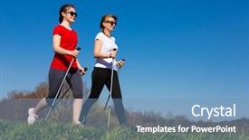  Presentation with walking nordic - Cool new slide deck with nordic walking - active people working backdrop and a teal colored foreground