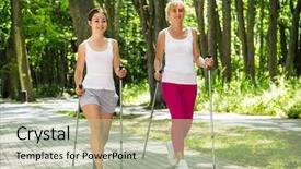  Presentation with walking nordic - Beautiful PPT layouts featuring nordic walking - active people working backdrop and a  colored foreground