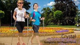  Presentation with walking nordic - Slides consisting of nordic walking - active people working background and a  colored foreground