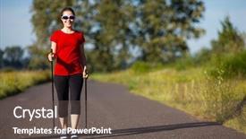  Presentation with walking nordic - Theme with nordic walking - active people working background and a gray colored foreground