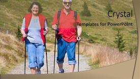  Presentation with walking nordic - Beautiful PPT layouts featuring nordic walking - senior-couple hiking in the nature backdrop and a coral colored foreground
