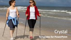  Presentation with walking nordic - Amazing slide set having nordic walking - two women working backdrop and a coral colored foreground