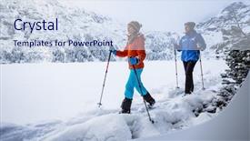  Presentation with mountain - Presentation featuring nordic walking - winter mountain hike - morskie background and a sky blue colored foreground