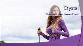  Presentation with walking nordic - Cool new slide set with nordic walking - young woman training backdrop and a  colored foreground