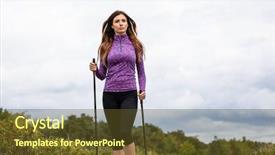  Presentation with walking nordic - Amazing presentation theme having nordic walking - young woman training backdrop and a  colored foreground