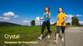  Presentation with walking nordic - Theme featuring nordic walking - active people outdoor background and a tawny brown colored foreground