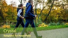  Presentation with walking nordic - Cool new slide set with nordic walking - active people working out in park backdrop and a tawny brown colored foreground