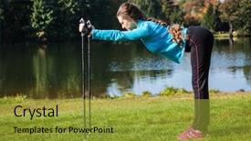  Presentation with walking nordic - Presentation with nordic walking adventure and exercising background and a  colored foreground