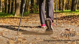  Presentation with walking nordic - Beautiful presentation theme featuring nordic walking adventure and exercising backdrop and a coral colored foreground