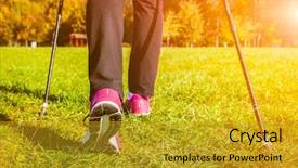  Presentation with walking nordic - Slides having nordic walking adventure and exercising background and a  colored foreground