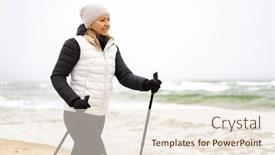  Presentation with walking nordic - Slide set featuring nordic-walking-beautiful-woman-training background and a lemonade colored foreground