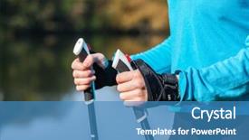  Presentation with walking exercise - PPT theme consisting of nordic walking exercise adventure hiking background and a  colored foreground