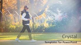  Presentation with walking nordic - PPT layouts featuring nordic-walking-middle-age-woman background and a yellow colored foreground