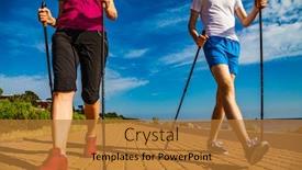  Presentation with walking nordic - Beautiful slide set featuring nordic-walking-middle-aged-woman backdrop and a gold colored foreground