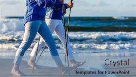  Presentation with walking nordic - Presentation theme enhanced with nordic-walking-two-women-working background and a teal colored foreground