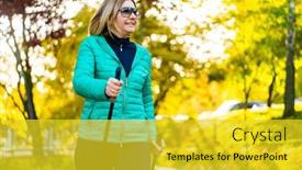  Presentation with walking nordic - Presentation theme enhanced with nordic-walking-woman-training background and a yellow colored foreground