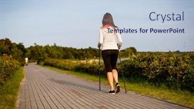  Presentation with walking nordic - Audience pleasing slide deck consisting of nordic walking - young woman training backdrop and a lemonade colored foreground