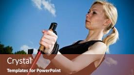  Presentation with walking nordic - Presentation having nordic-walking-young-woman background and a tawny brown colored foreground