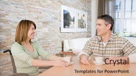  Presentation with normal - Presentation theme enhanced with normal - disabled woman with her partner background and a coral colored foreground