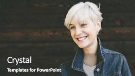  Presentation with young happy people smiling - Colorful presentation theme enhanced with normal - smiling happy real blond young backdrop and a dark gray colored foreground