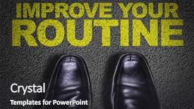  Presentation with shoes - Presentation design having normal development - top view of business shoes background and a dark gray colored foreground