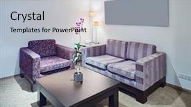  Presentation with normal - Presentation theme having normal living room interior background and a  colored foreground