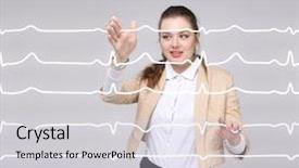  Presentation with doctor helps to get out of bed an elderly woman - Amazing theme having normal sline - doctor woman working with cardiogram backdrop and a  colored foreground